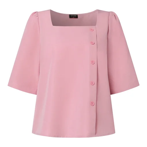 Women’s Summer Tunic Square Collar Puff Sleeve Blouse - Image 5