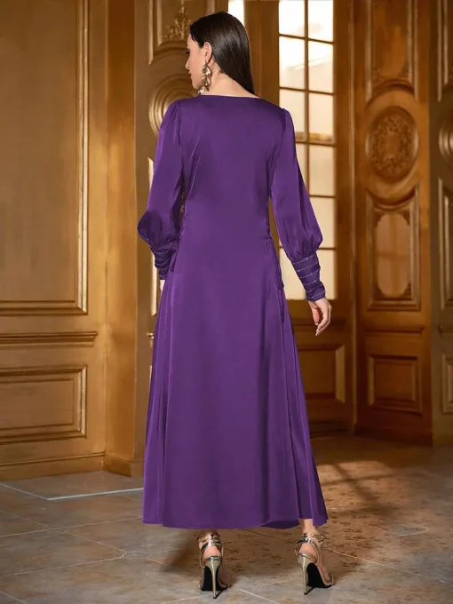 Beaded Ankle-Length Muslim Dress with Flared Sleeves - Image 2