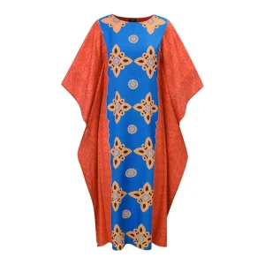 Bohemian Vintage Printed Bat Sleeve Maxi Dress