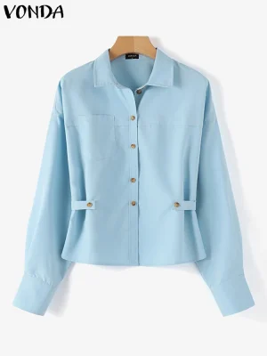 Women’s Elegant Long Sleeve Casual Button Blouse