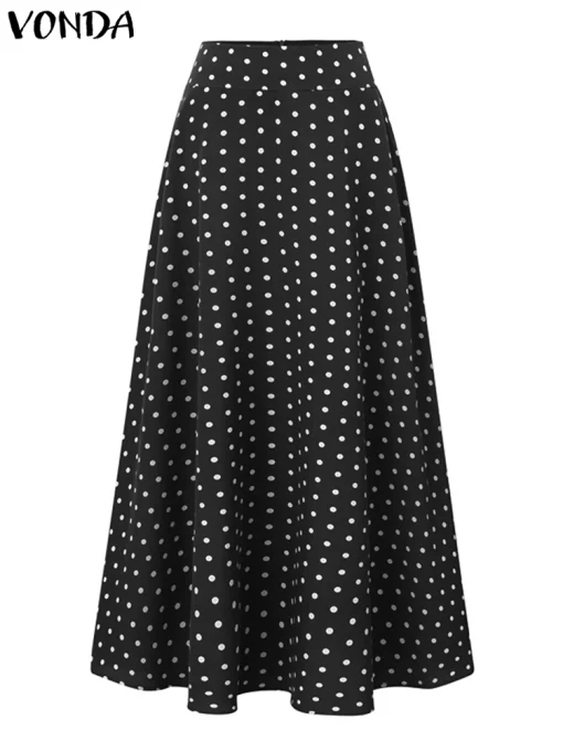 Plus Size Bohemian Dot Printed Maxi Skirt - Image 2