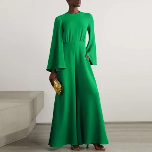 Plus Size Flare Sleeve Bell-Bottom Office Jumpsuit