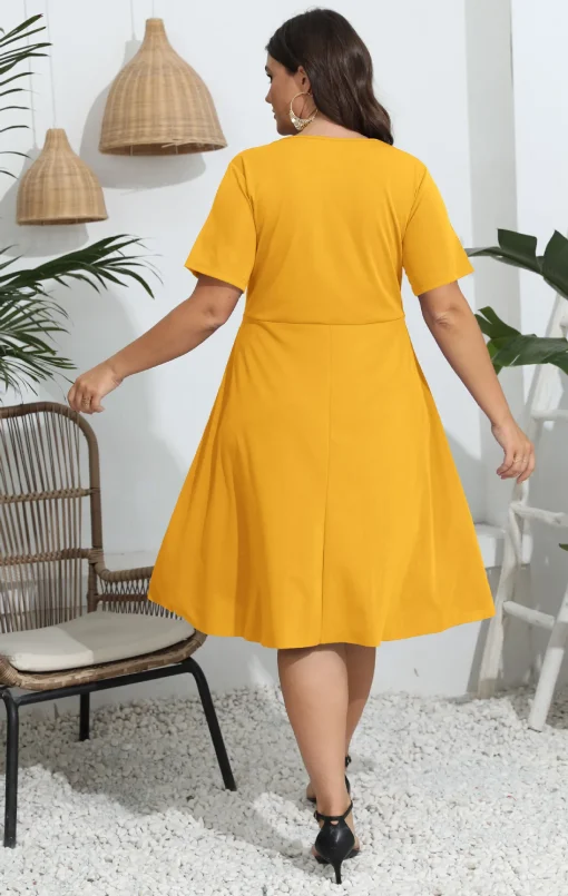 Elegant Plus Size Linen Hollow Casual Summer Party Dress - Image 6