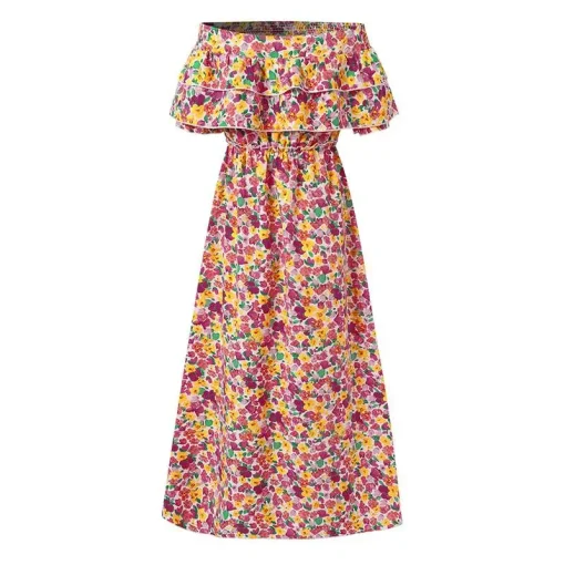 Summer Off Shoulder Floral Print Maxi Dress - Image 7