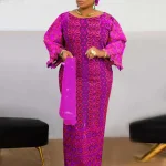Bohemian Maxi Dress with Flare Sleeves for Women