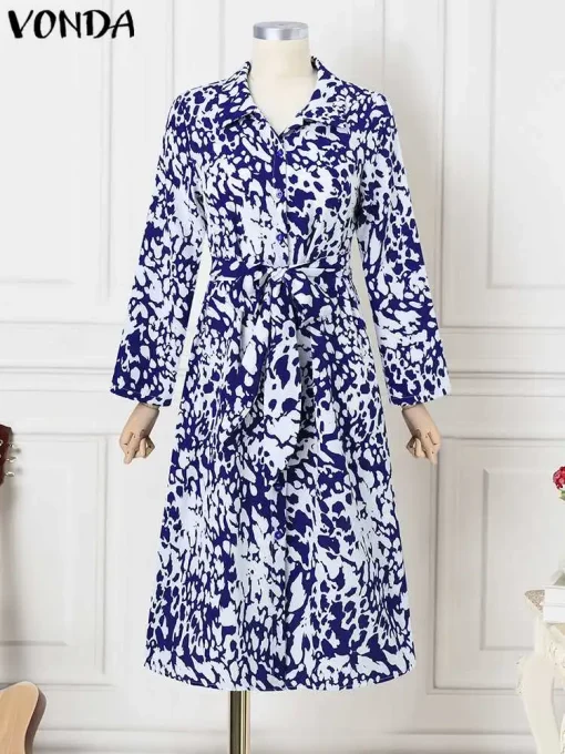 Plus Size   Elegant Printed Long Sleeve Dress - Image 3