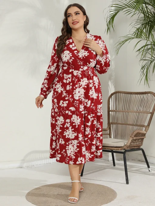 Elegant Floral Party Dress for Women Plus Size Summer Wear