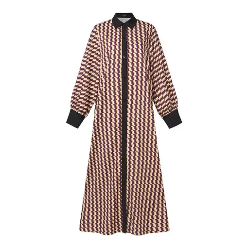 Women’s Bohemian Long Sleeve Printed Maxi Dress for Summer