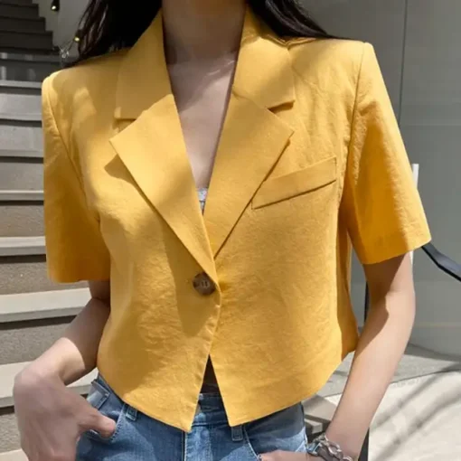 Elegant Summer Blazer with Short Sleeves for Women - Image 9