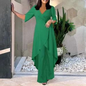Plus Size   Elegant Ruffled Summer Pant Set