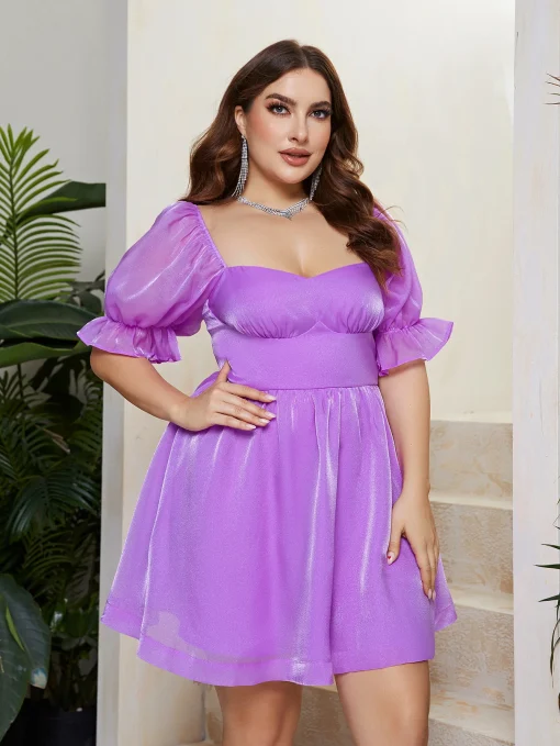 Elegant Plus Size Short Sleeve Evening Party Dress