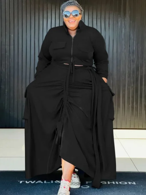 Plus Size Loose Street Style Maxi Dress Set - Image 2