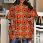 Plus Size Bohemian Printed V-Neck Blouse with Bat Sleeves