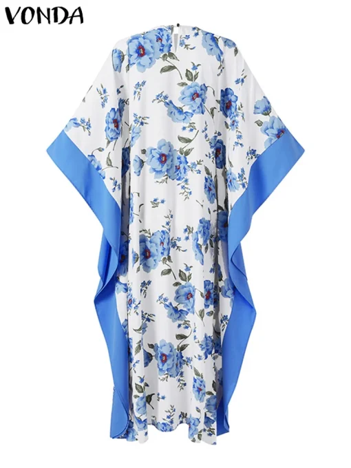 Women’s Floral Printed Party Maxi Dress with 3/4 Sleeves - Image 3