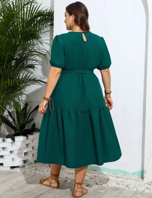 Elegant Plus Size Solid Irregular Summer Party Dress - Image 2