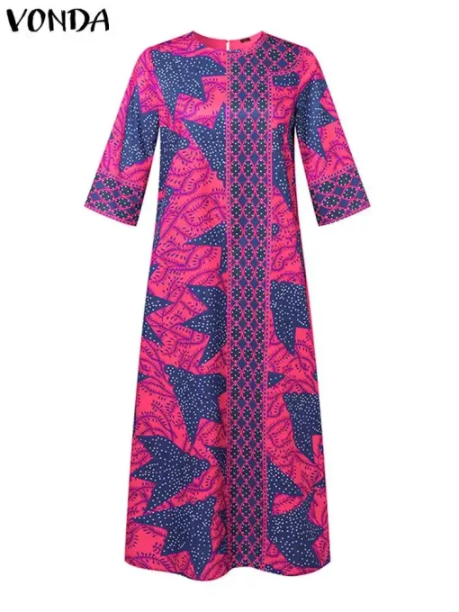 Plus Size Vintage Bohemian Maxi Dress for Women - Image 2