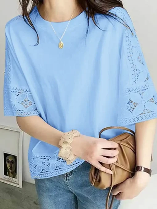 Women’s Bohemian Lace Flare Sleeve Blouse - Image 2