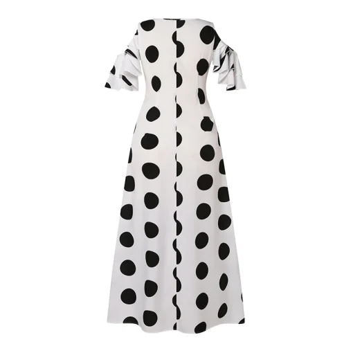 Bohemian Polka Dot Ruffled V-Neck Maxi Dress for Women - Image 5