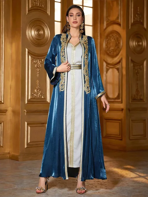 Women's Floor-Length Two-Piece Middle Eastern Eid Dress - Image 3