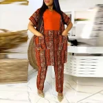 Elegant Women’s Printed Patchwork Pant Set with Wide Leg