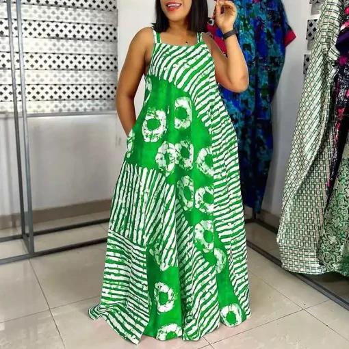 Summer Bohemian Printed Sleeveless Maxi Beach Dress - Image 5