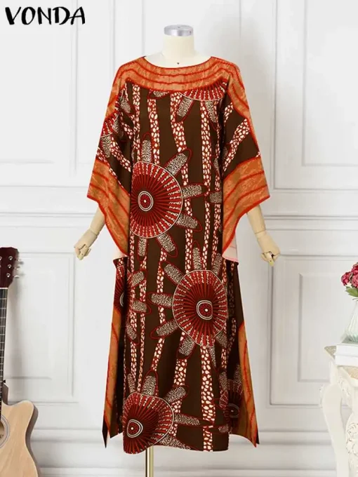 Women’s Oversized Bohemian Ruffled Printed Maxi Dress - Image 2