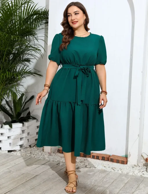 Elegant Plus Size Solid Irregular Summer Party Dress - Image 6