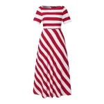 Sexy Off Shoulder Stripe Maxi Dress