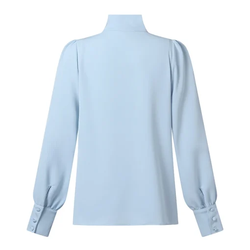 Elegant Long Sleeve Office Blouses with Stand Collar - Image 5