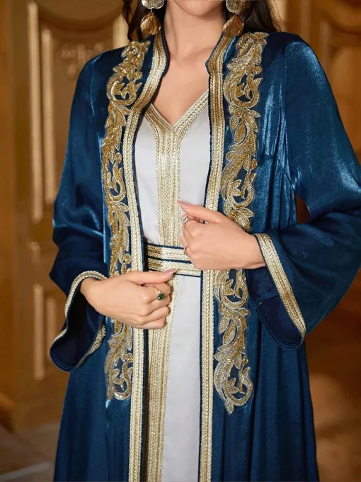 Women's Floor-Length Two-Piece Middle Eastern Eid Dress - Image 6