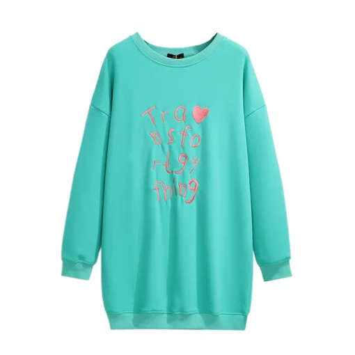 Plus Size Women's Long Sleeve Blue Velvet Sweatshirt - Image 5