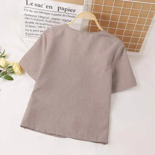 Summer Square Collar Blouse Elegant Loose Short Sleeve Shirt - Image 6