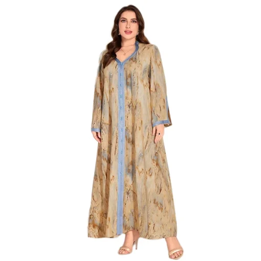 Plus Size Muslim Print Retro Maxi Dress for Casual Wear - Image 7