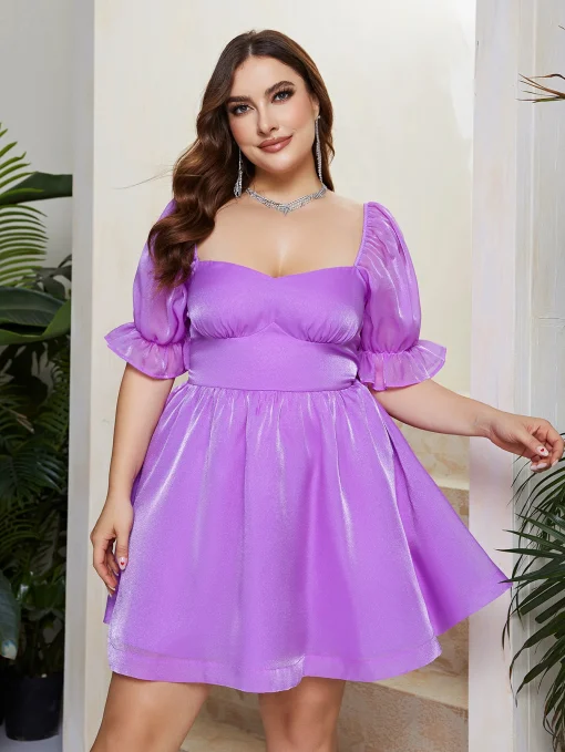 Elegant Plus Size Short Sleeve Evening Party Dress - Image 3