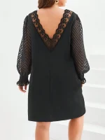 Plus Size Elegant V-Neck Long Sleeve Party Dress