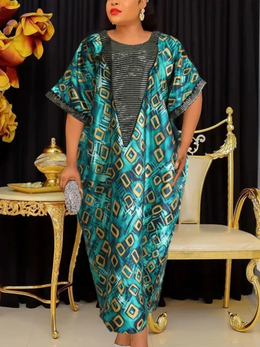 Plus Size Elegant African Dashiki Kaftan Dress for Women - Image 3