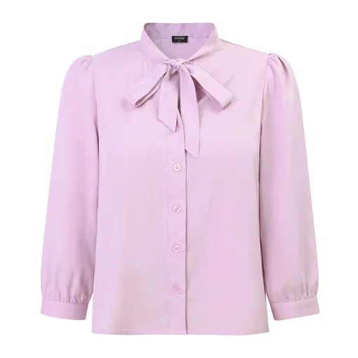 Elegant Summer Blouse with Bow Tie Neck for Women - Image 5