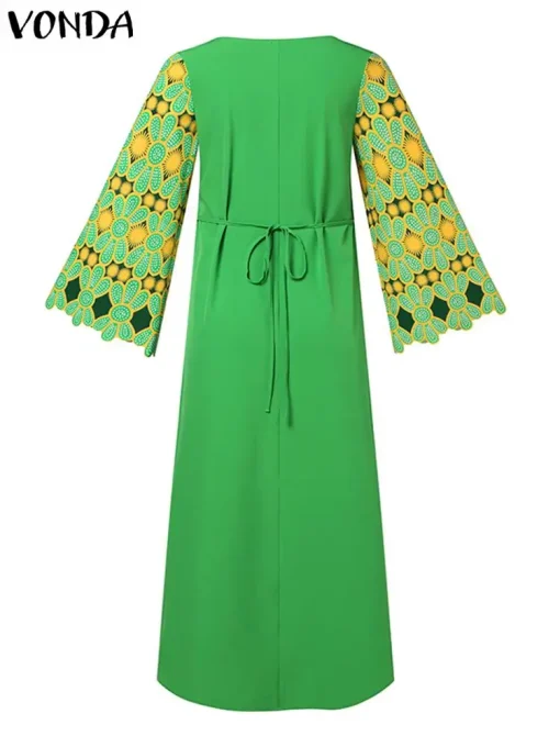 Bohemian Maxi Dress with Flare Sleeves for Women - Image 3