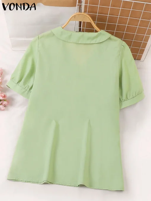 Women's Summer Puff Sleeve Casual Tunic Blouse - Image 3