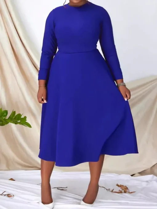 Plus Size Office Lady Loose Midi Dress for Women