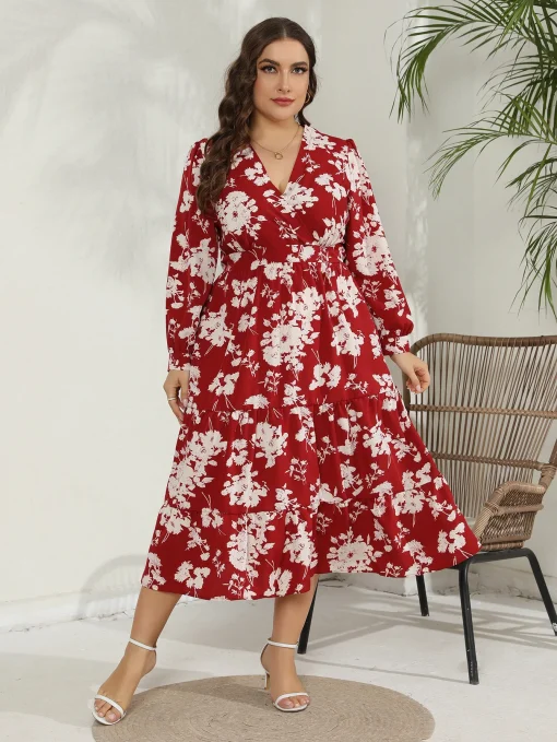 Elegant Floral Party Dress for Women Plus Size Summer Wear - Image 5