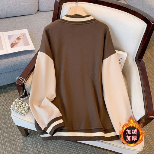 Plus Size Long Sleeve Brown Jacket for Women