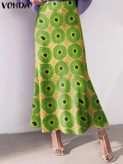 Plus Size Elegant Printed Maxi Long Skirt - Image 2