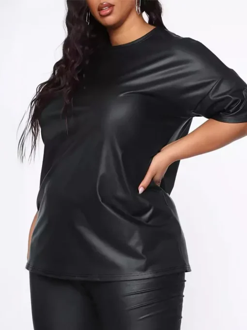 Plus Size Black Top and Pencil Pants Set - Image 4