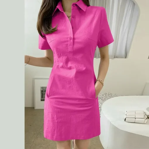 Elegant Summer Mini Dress with Short Sleeves - Image 5