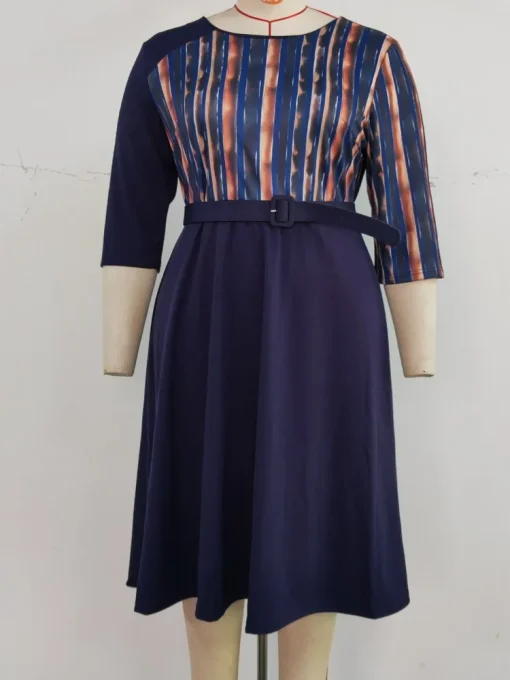 Plus Size Office Lady Casual Midi Dress for Women - Image 4