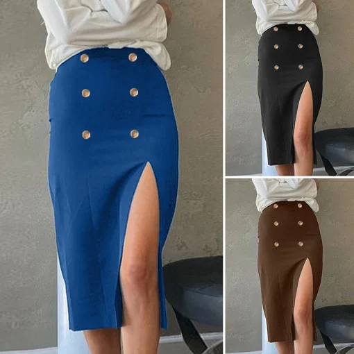 Plus Size Elegant Slit Pencil Skirt for Women