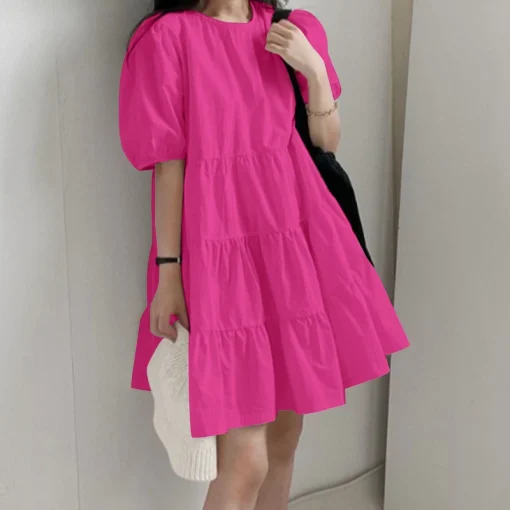 Elegant Ruffled Mini Sundress for Women with Short Sleeves - Image 5