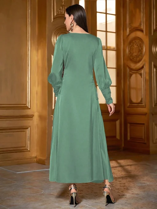 Elegant Retro Ankle-Length Dress with Beaded Details - Image 4