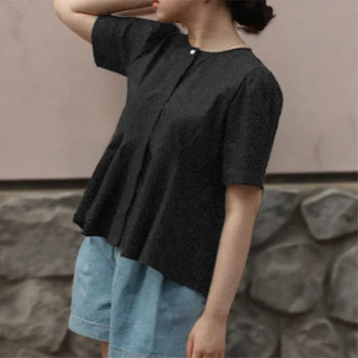 Women's Summer Puff Sleeve Casual O-Neck Blouse